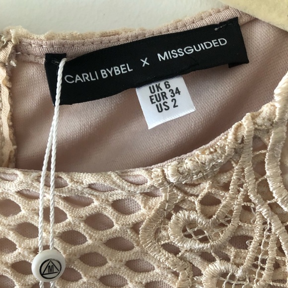 Carli Bybel x Missguided Mesh Embroidered Top NWT - Picture 8 of 10
